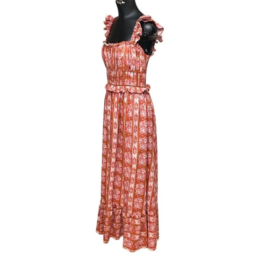 NEW House of Harlow Helena Maxi Dress in Terracotta Pink Floral Size Small - Picture 4 of 9